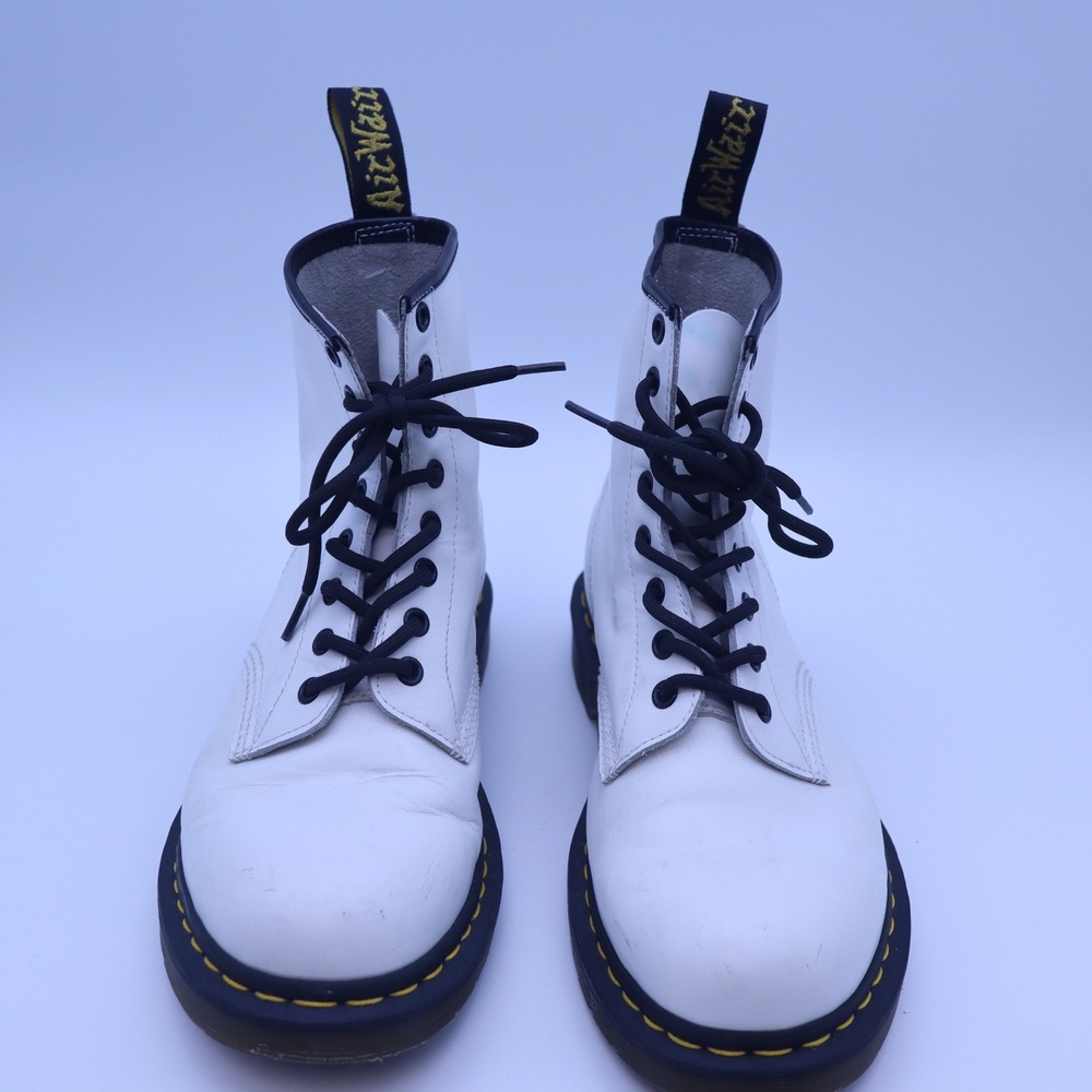Dr. Martens 1460 White Smooth Leather 8 Eye Lace Up Boots Mens 9 Womens 10 11822